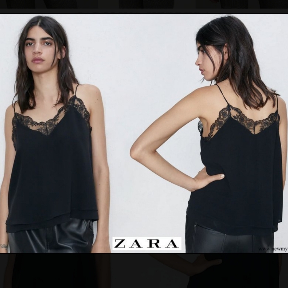Zara Black Lace Lingerie Style Top